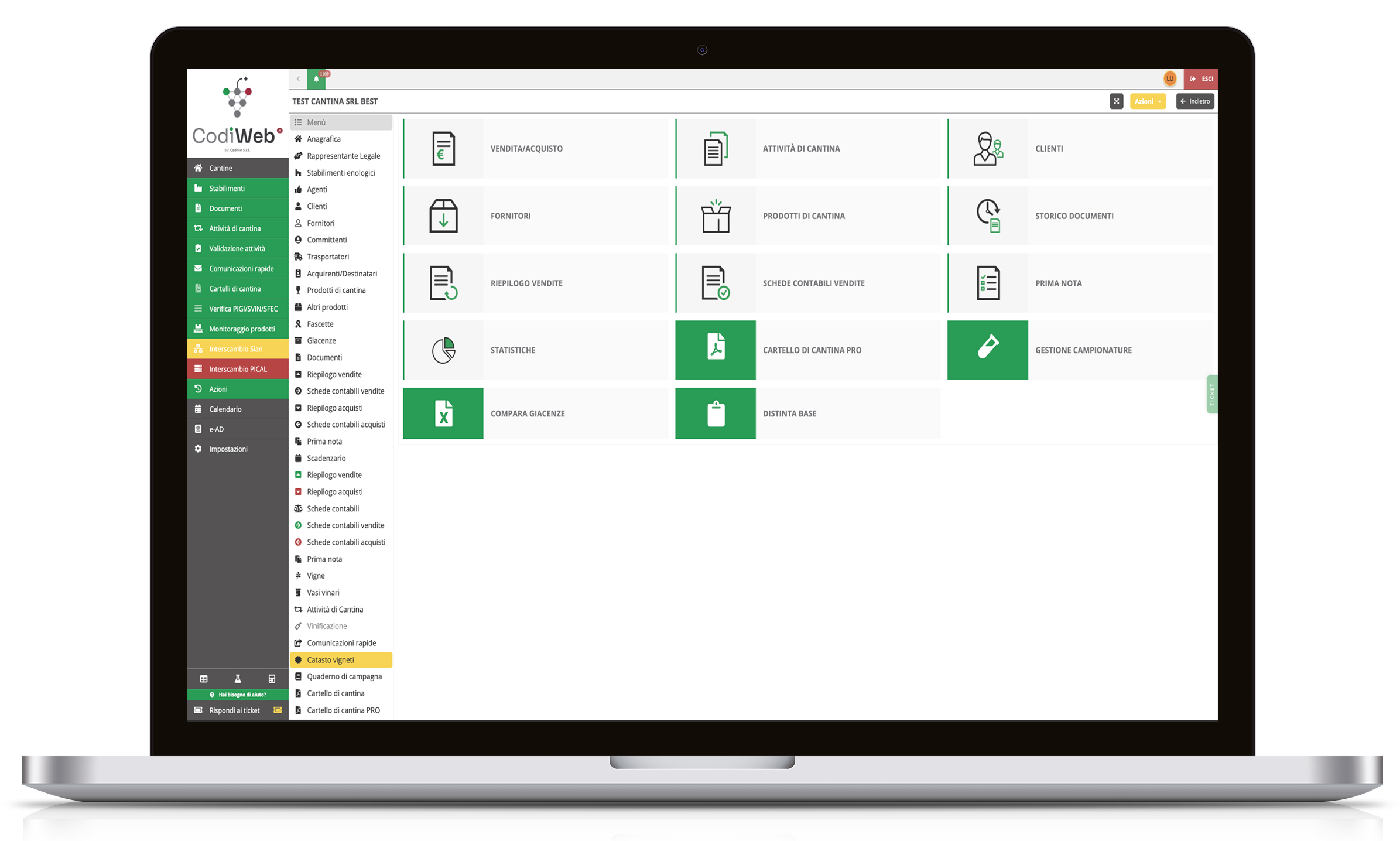 Schermo di un portatile con la dashboard Codiweb