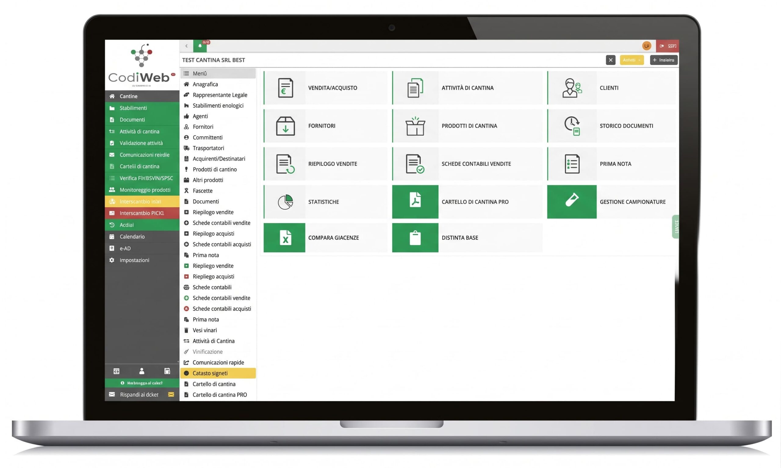 Schermo di un portatile con la dashboard Codiweb